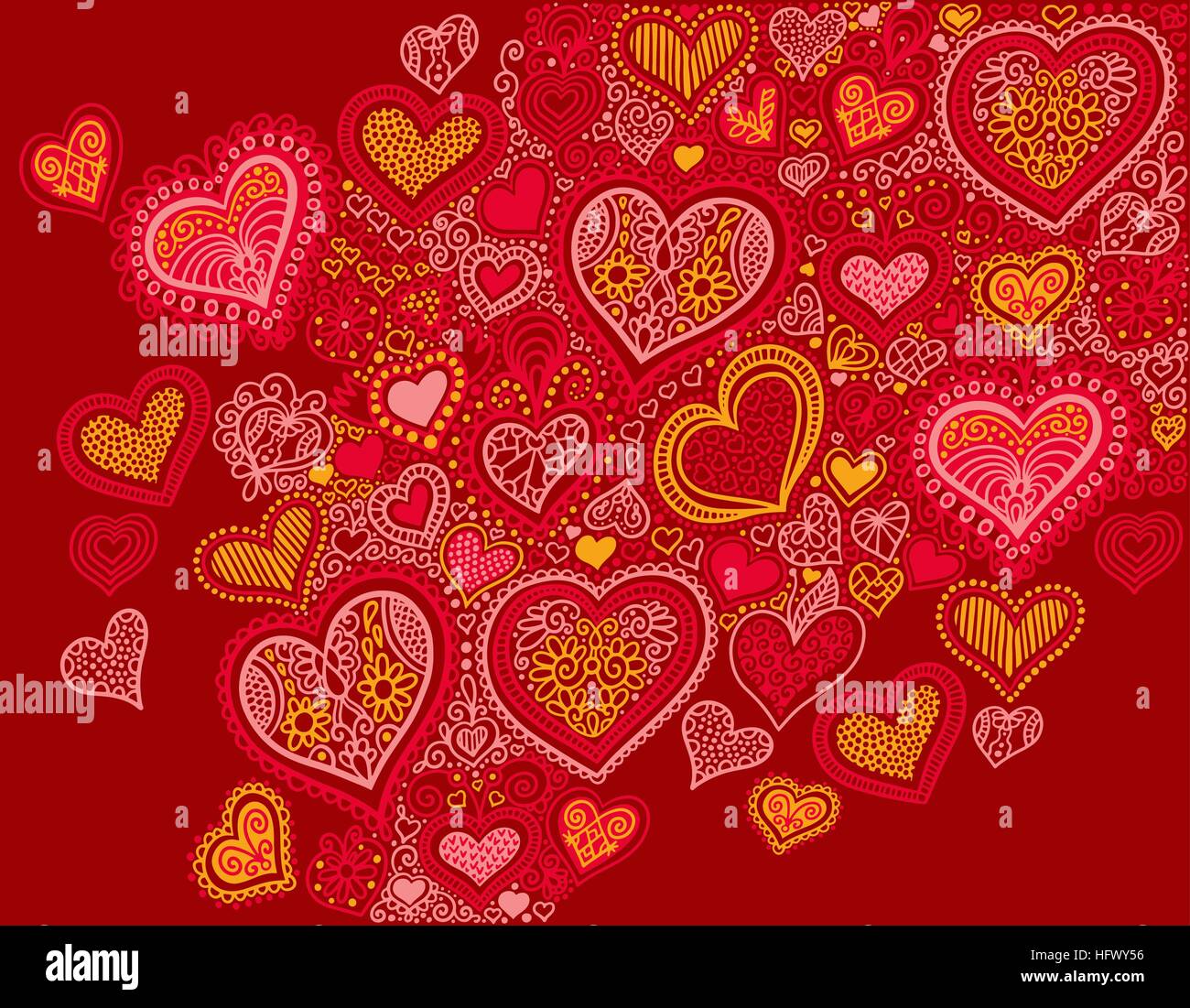 drawing heart shape background in red colors to valentines day Stock ...
