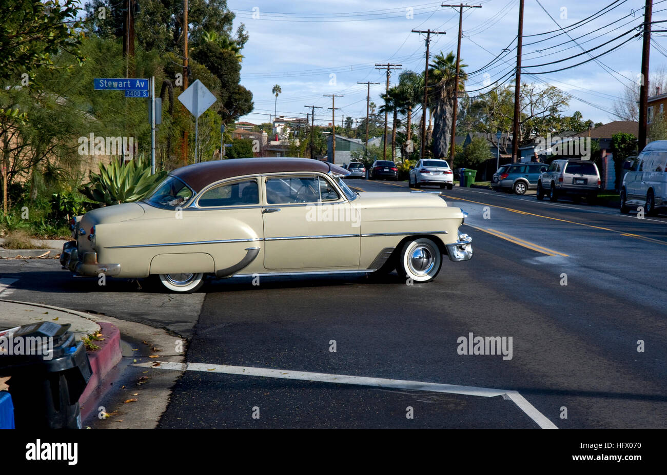 Classic car in the streets of Los Angeles, CA Stock Photo