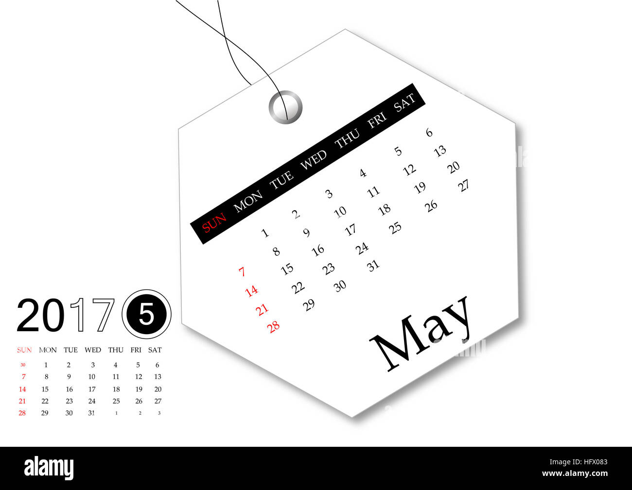 May 2017 - Calendar series for tag design Stock Photo