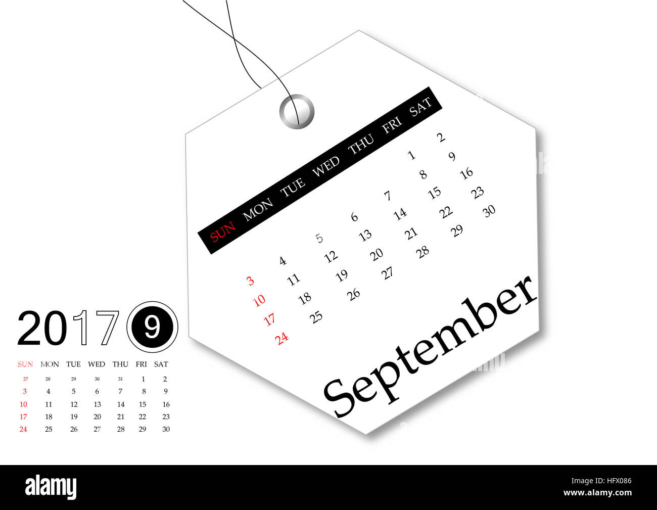 september-2017-calendar-series-for-tag-design-stock-photo-alamy