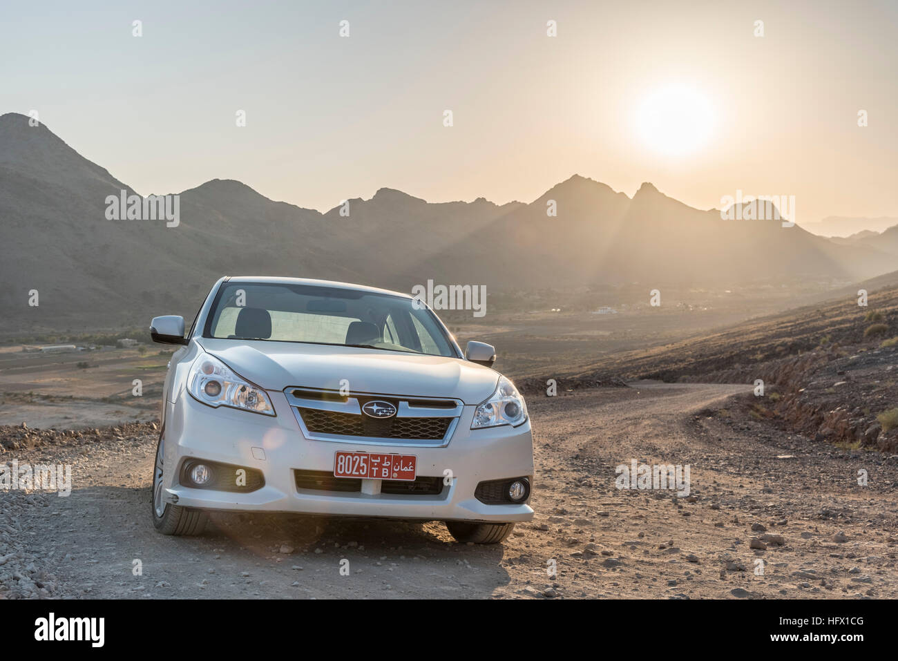 Subaru Legacy in the Sunset Stock Photo