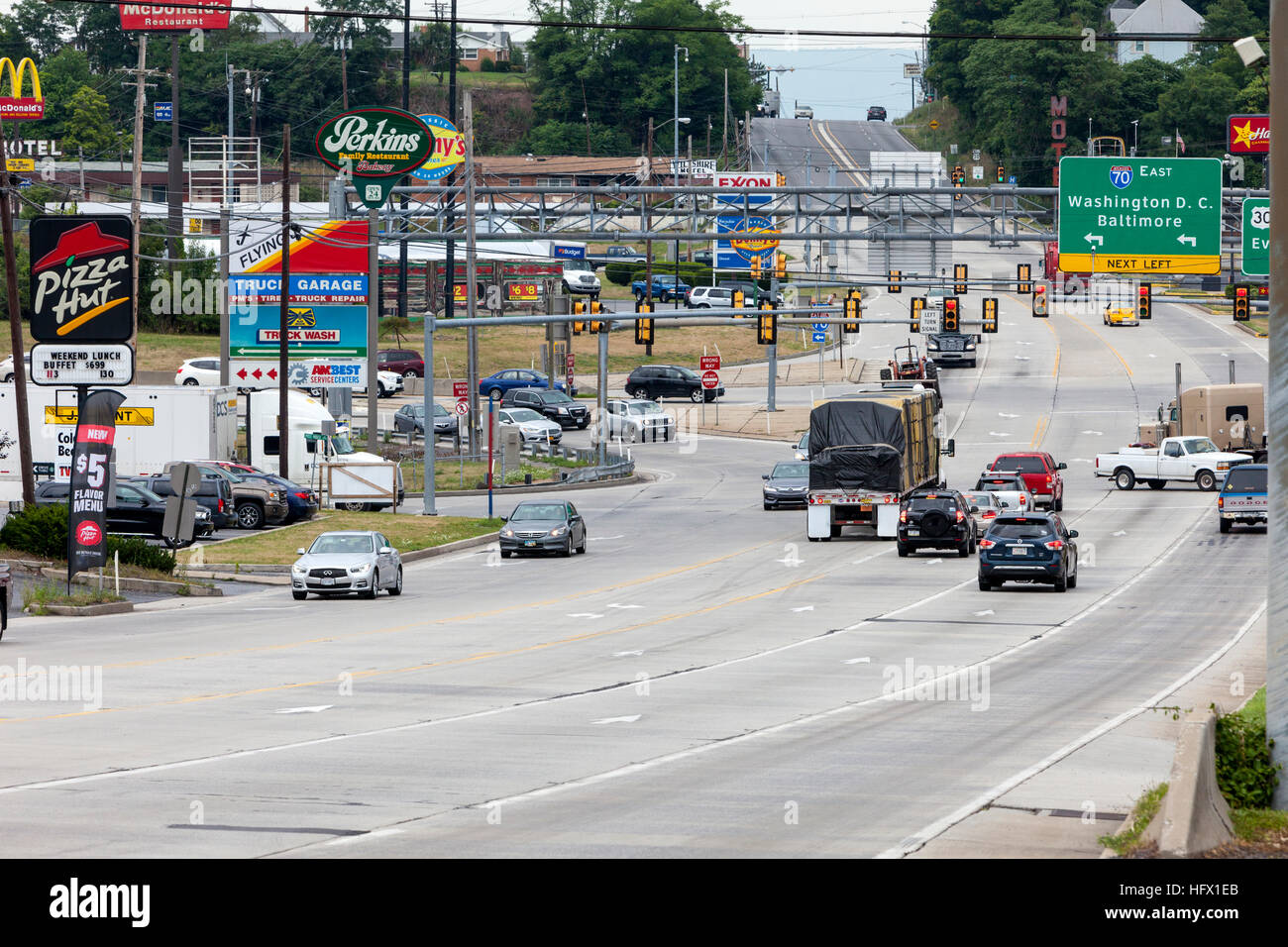 Breezewood, Pennsylvania. Traffic Heading South from the Pennsylvania