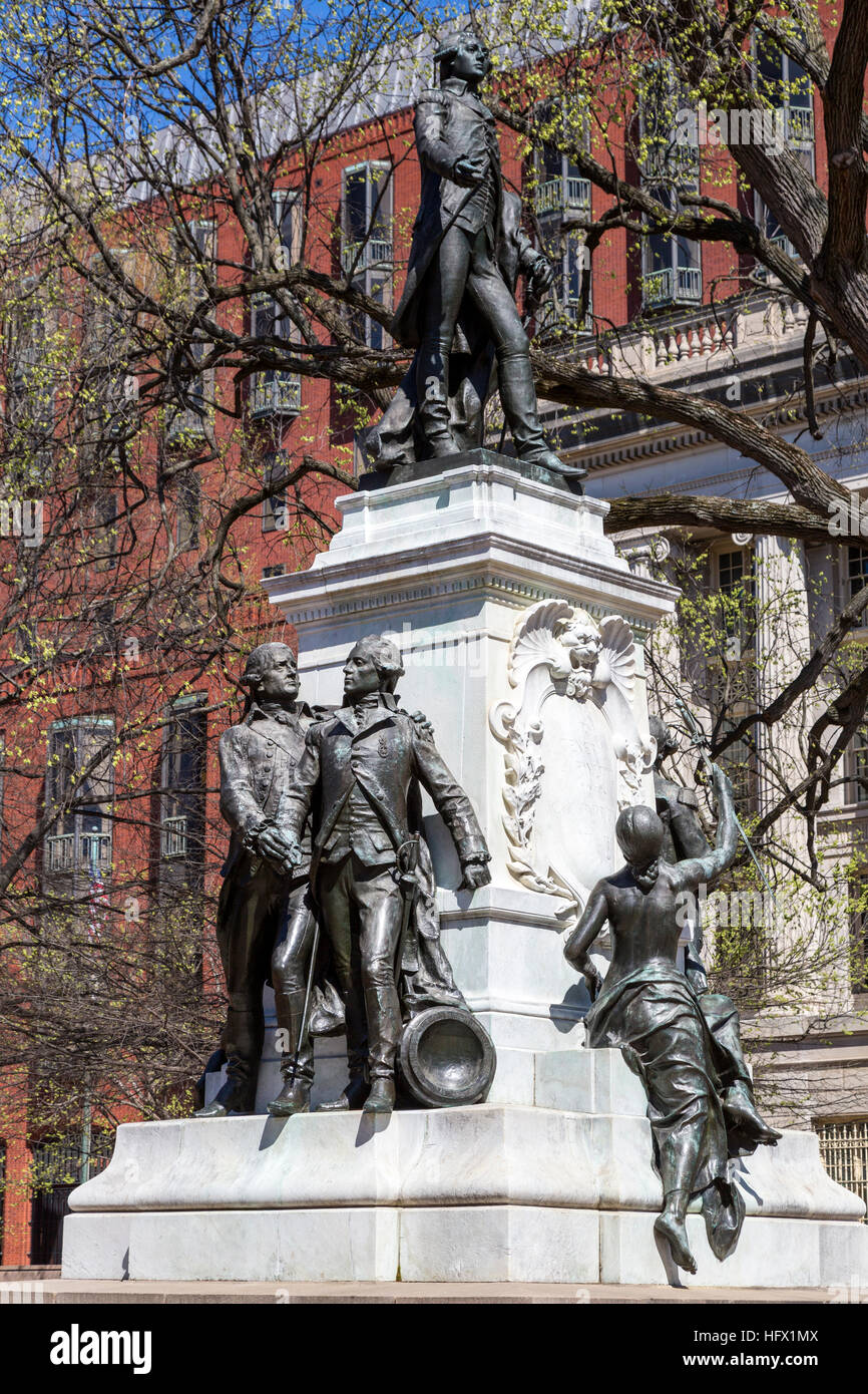 Monument to the Marquis de Lafayette and his Compatriots, Lafayette Square, Washington, D.C., USA. Stock Photo