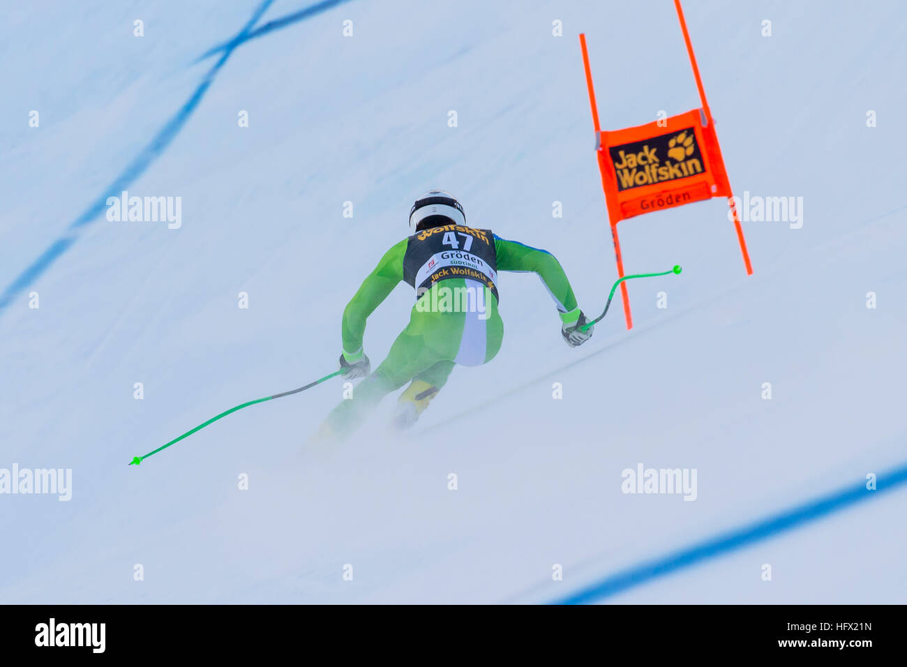 Val Gardena, Italy 17 December 2016. PERKO Rok (Slo) competing in the Audi Fis Alpine Skiing World Cup Men’s Downhill Race on the Saslong Course Stock Photo