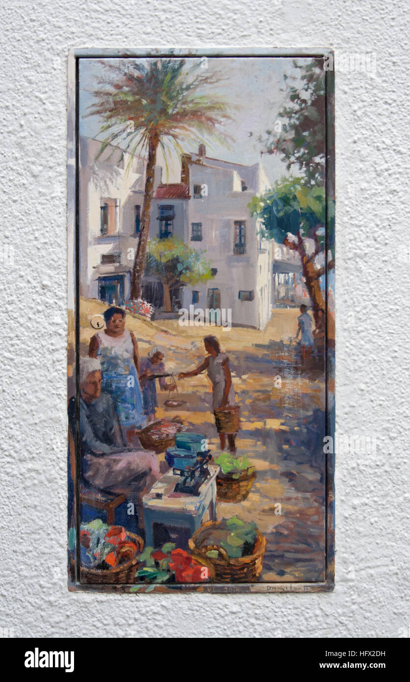 street art painting in Cadaques, Spain Stock Photo