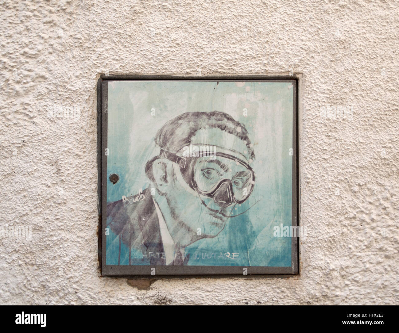 street art painting in Cadaques, Spain Stock Photo