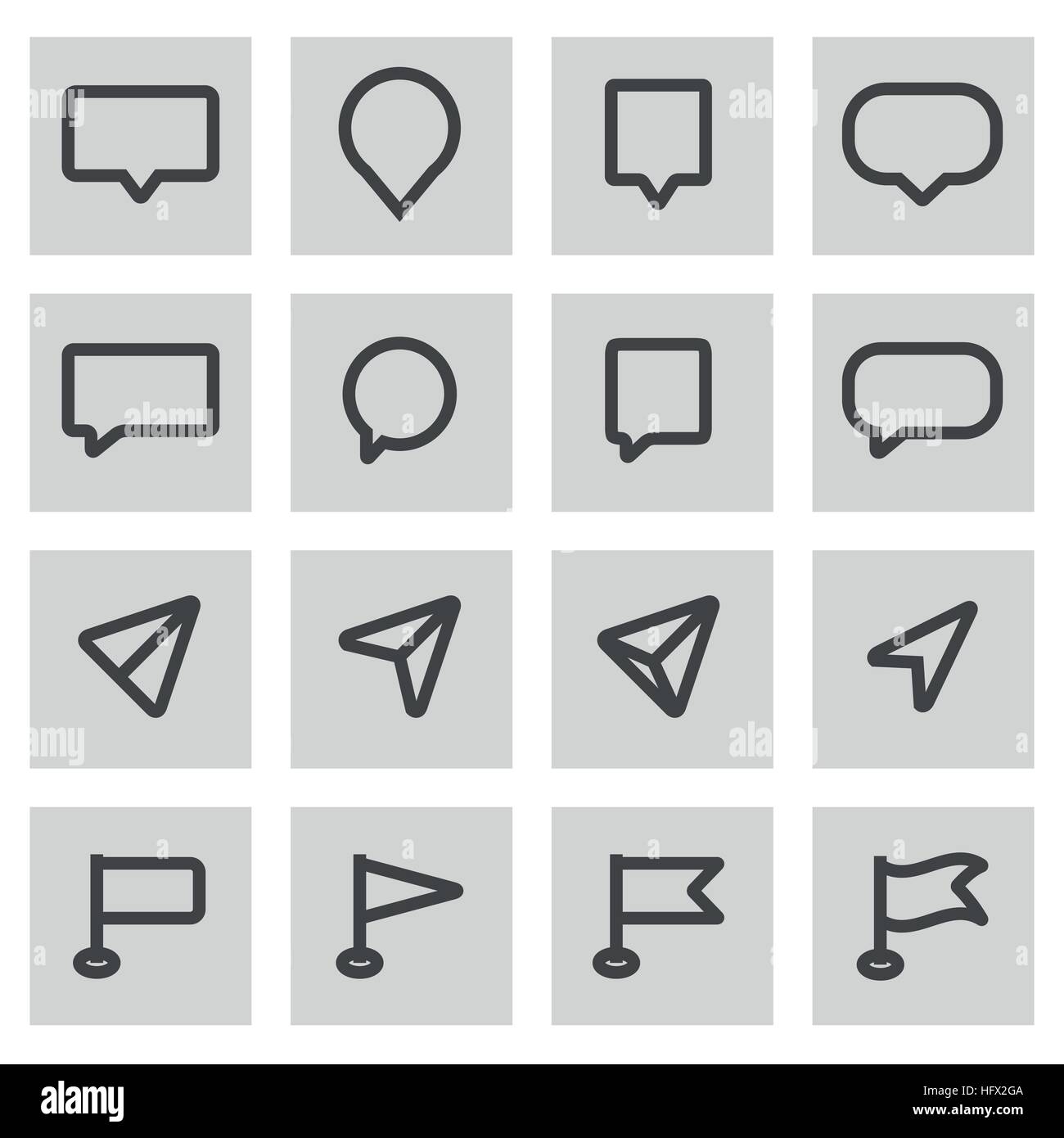 Vector line map pointer icons set on grey background Stock Vector Image ...