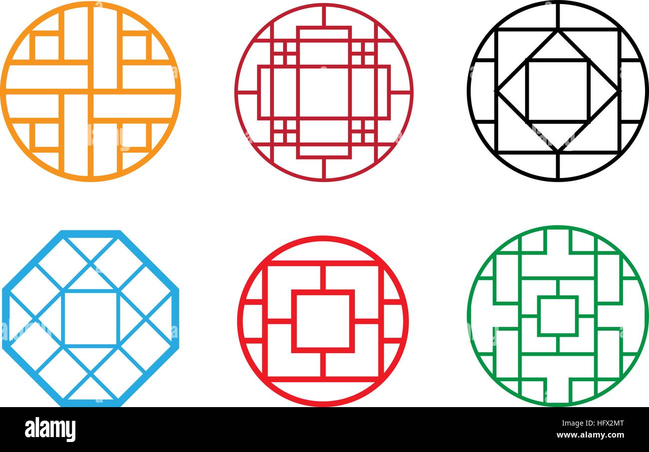Circle Chinese pattern window frame, vector design Stock Vector Image