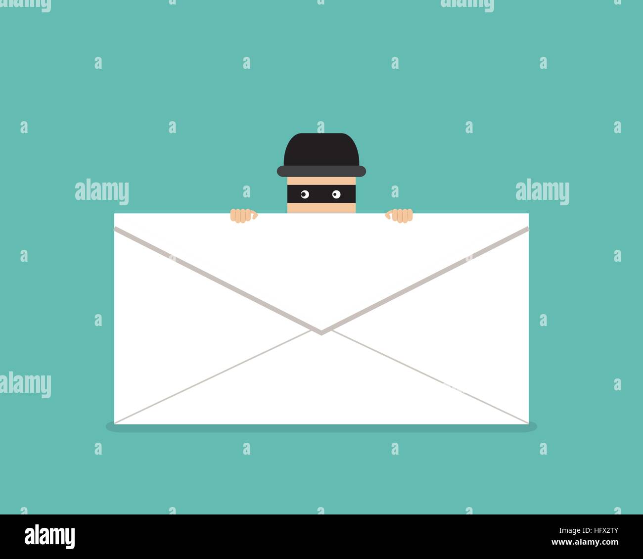 Thief hide behind phishing mail, vector design Stock Vector
