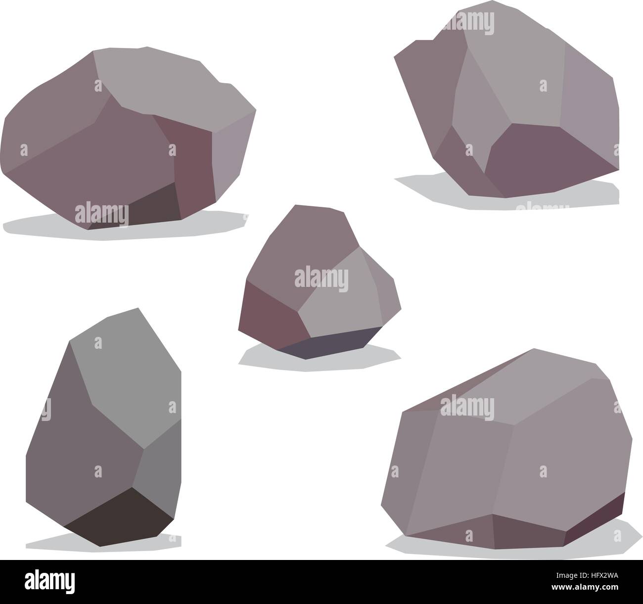 Big Rock stone cartoon in isometric 3d flat style, vector Stock Vector