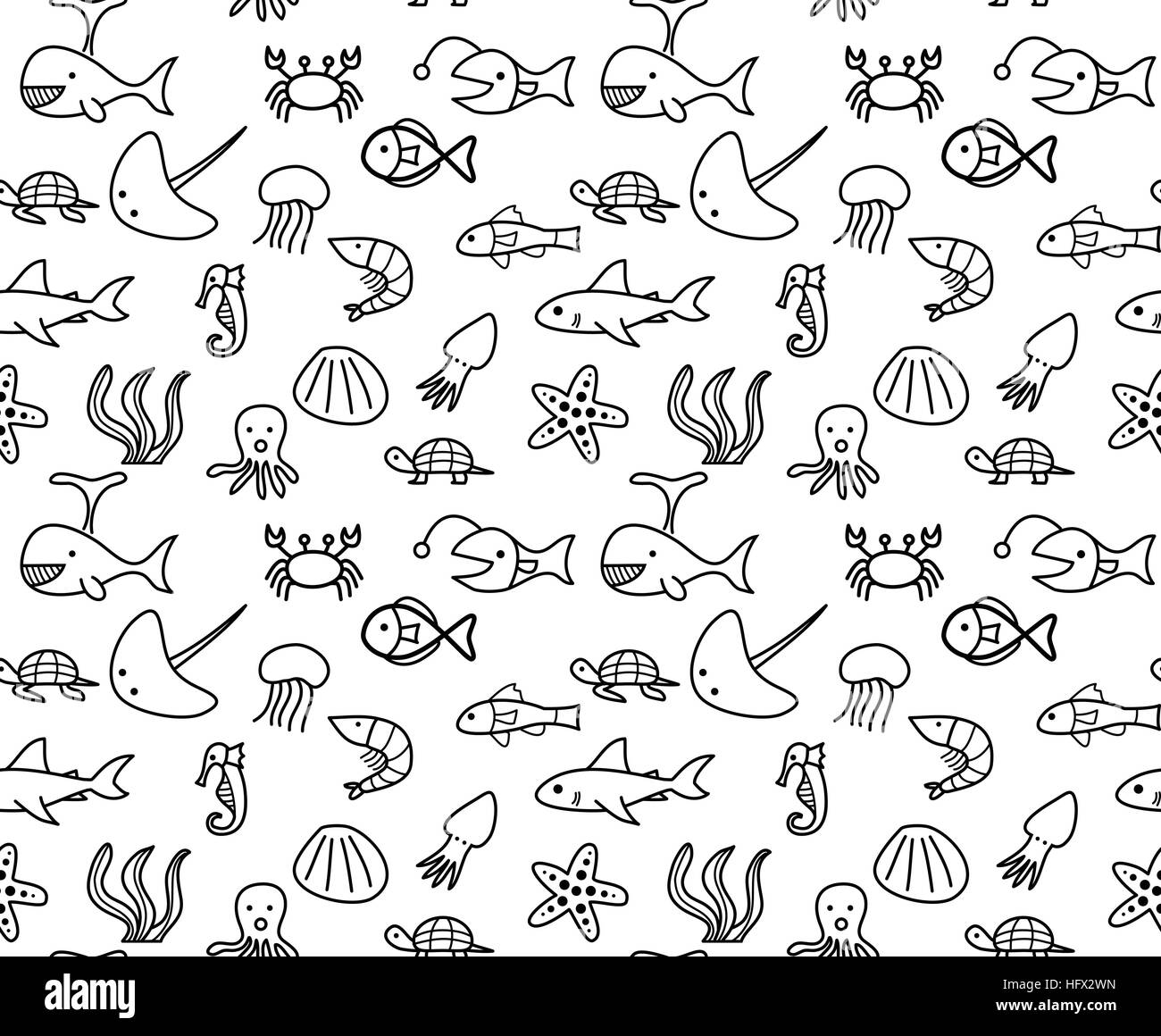 Seamless Sea animal life in ocean pattern, vector design Stock Vector Image  & Art - Alamy