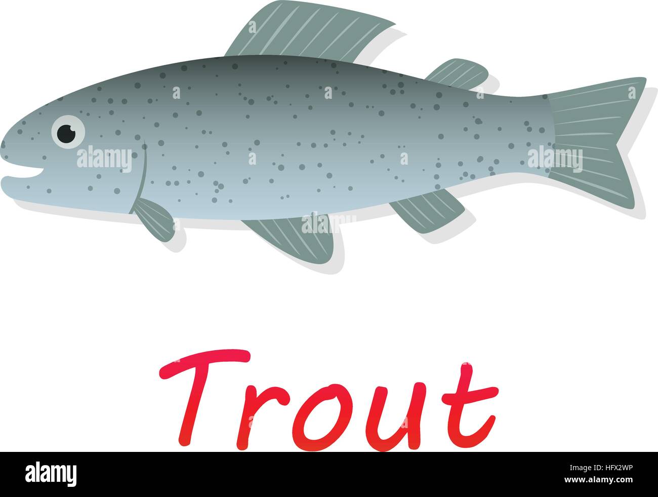 Fresh Trout fish in flat style, vector design Stock Vector