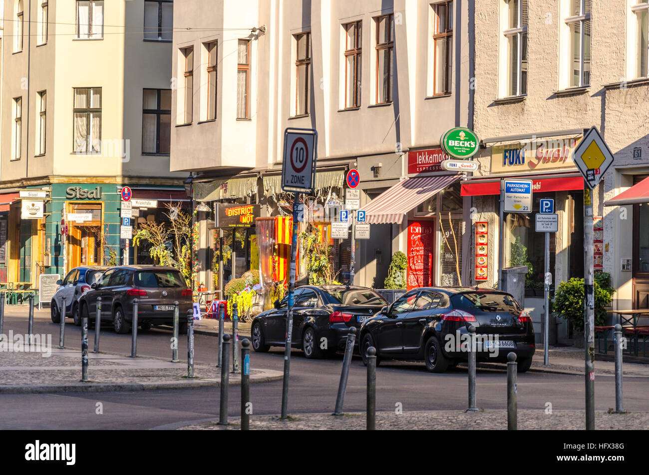 Shops on Kleine Rosenthaler Strasse, Berlin, Germany Stock Photo