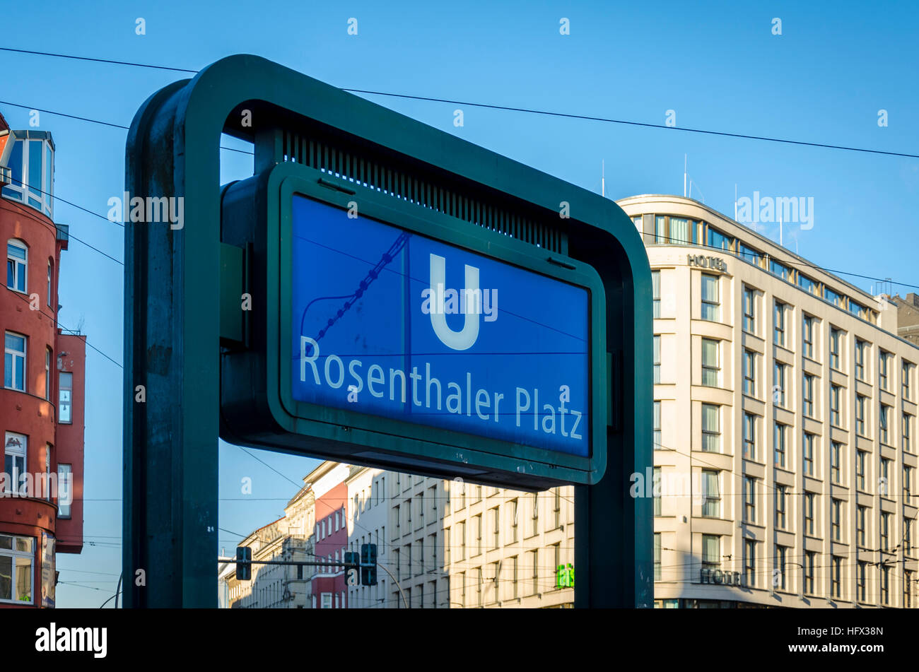 Rosenthaler Platz U Station sign, Berlin, Germany Stock Photo