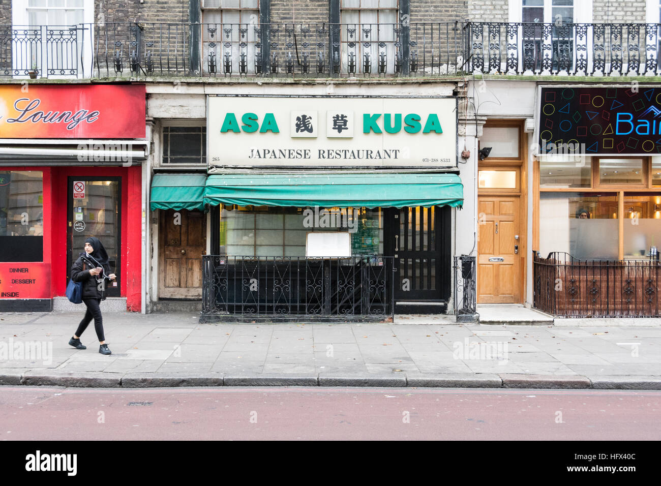 Asu Kusa Japanese restaurant on Eversholt Street, Camden, London, UK Stock Photo