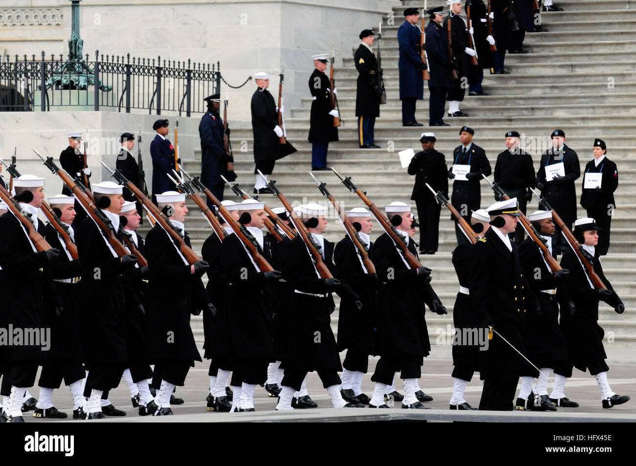 The Ceremonial Honor Guard marches on the U.S. Capitol east steps ...