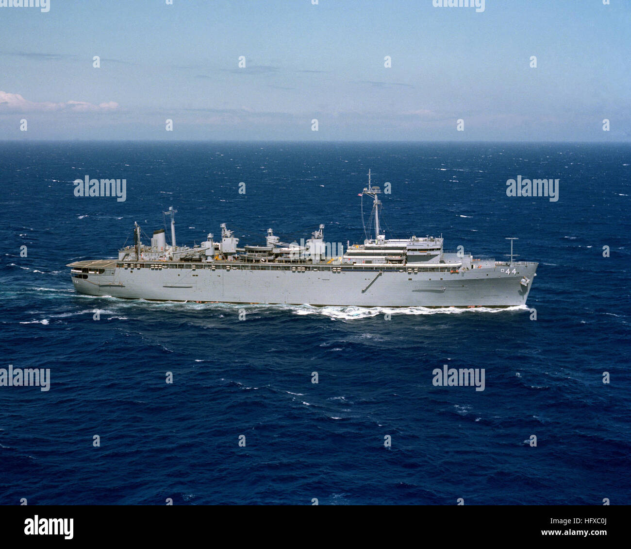 An aerial starboard beam view of the Yellowstone class destroyer tender ...