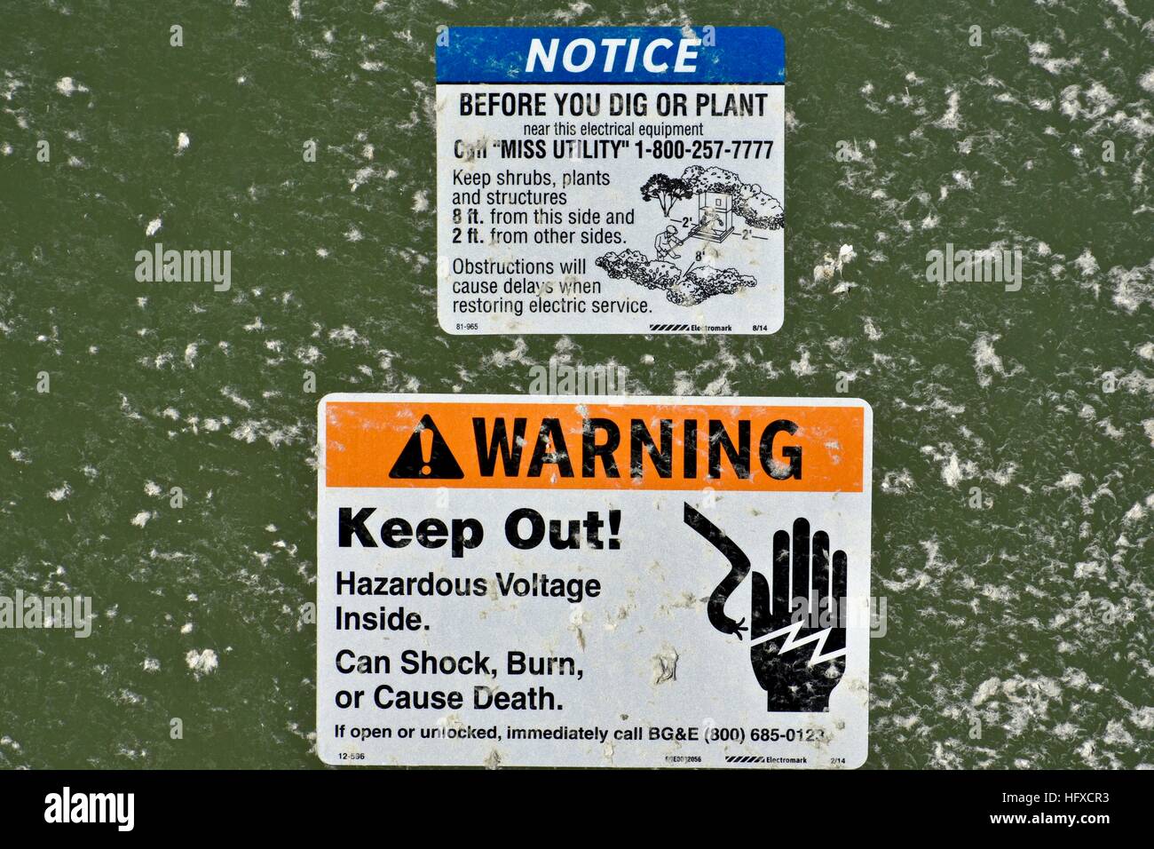 A warning keep out sign on an electrical box Stock Photo Alamy