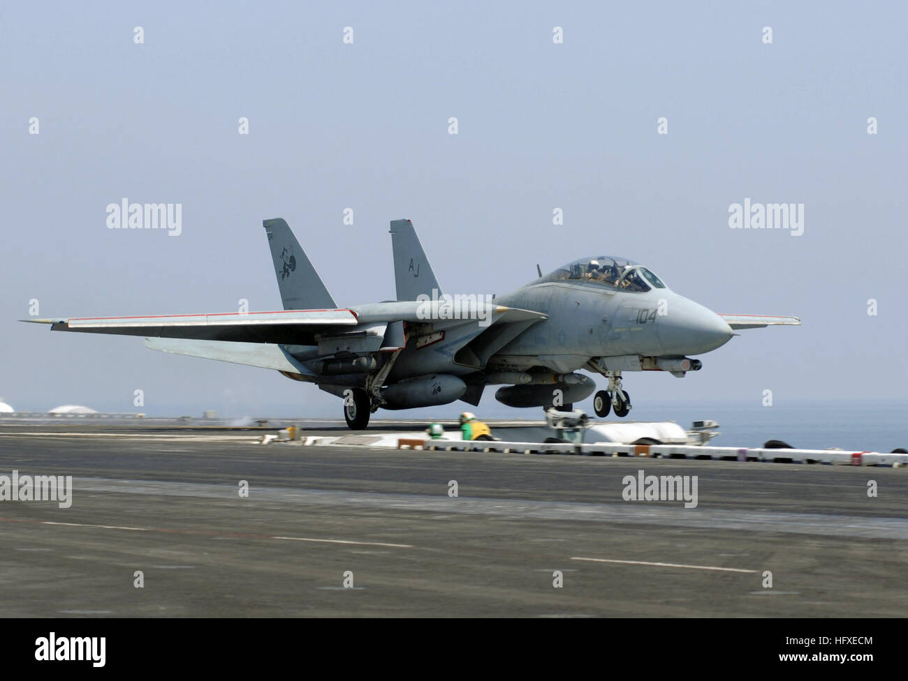 An F-14D Tomcat from Fighter Squadron 31 launches from the flight