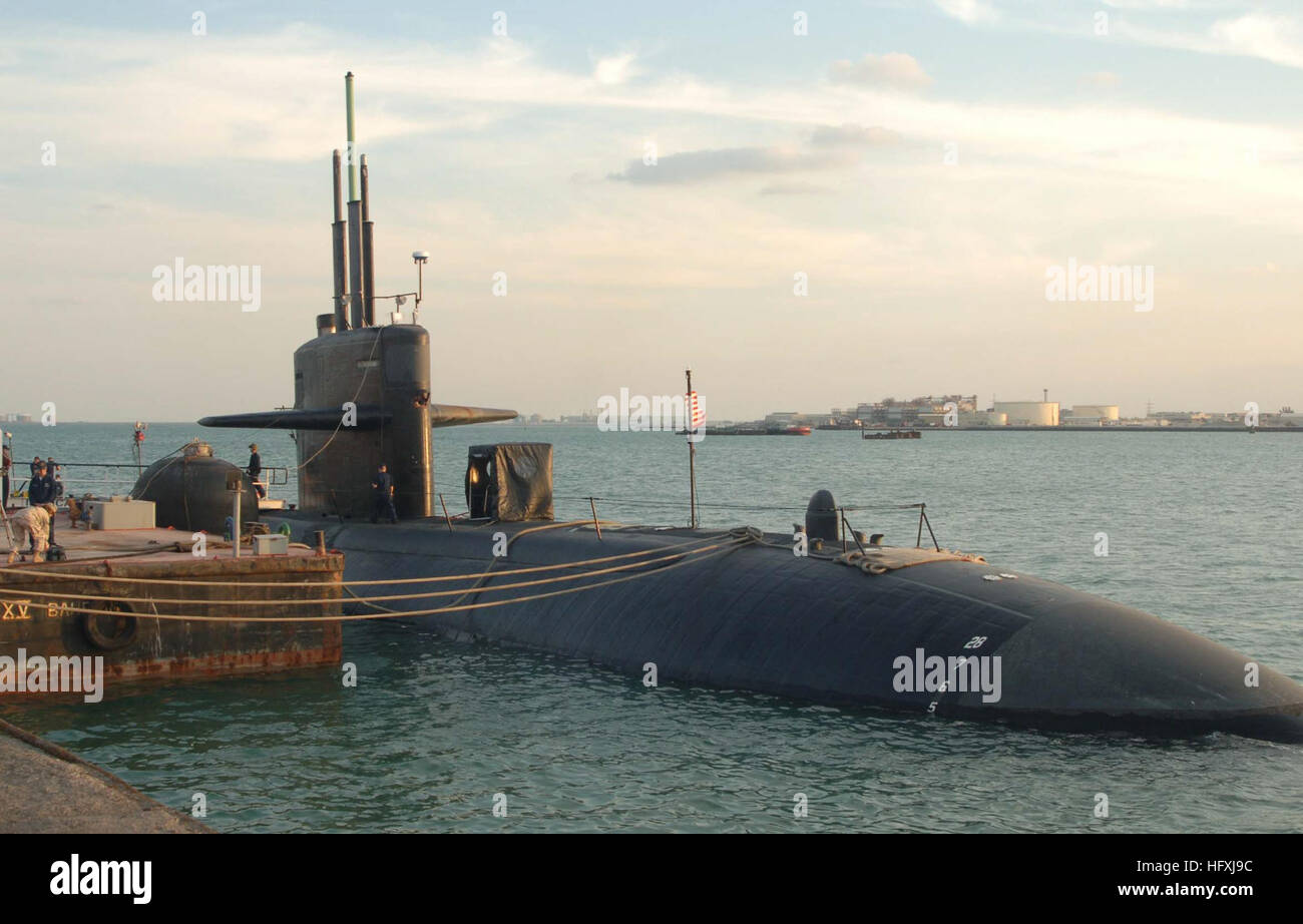 The Los Angeles-class fast attack submarine USS Norfolk (SSN-714) is ...