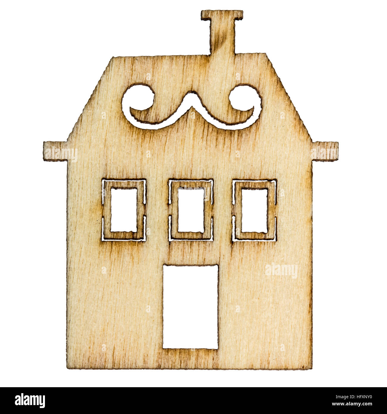 Wooden house facade isolated on white background Stock Photo - Alamy