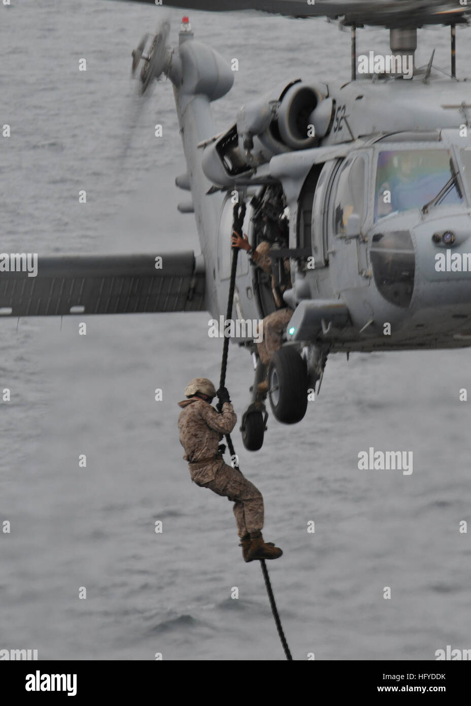 Marines from the 15th Marine Expeditionary Unit conduct fast rope ...