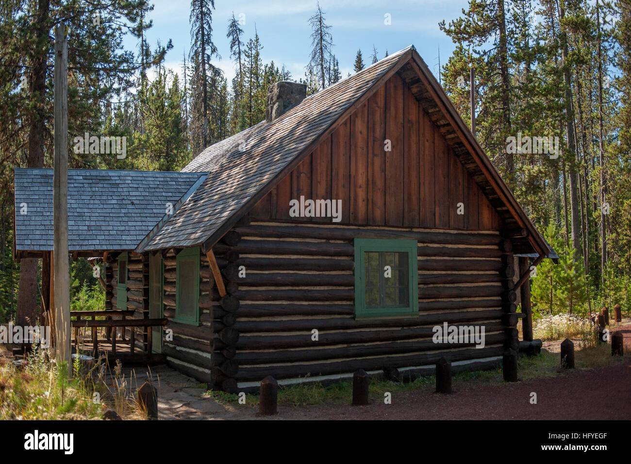 The historic US Forest Service Elk Lake Guard Station, Deschutes National Forest, near Bend, Oregon Stock Photo