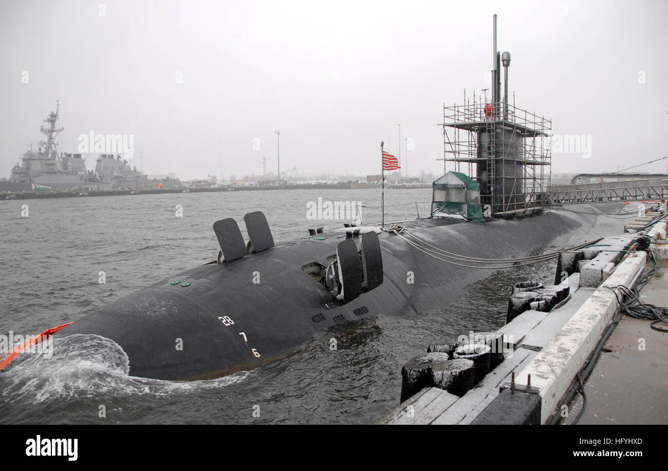 The Los Angeles-class attack submarine USS Montpelier is piersside at ...