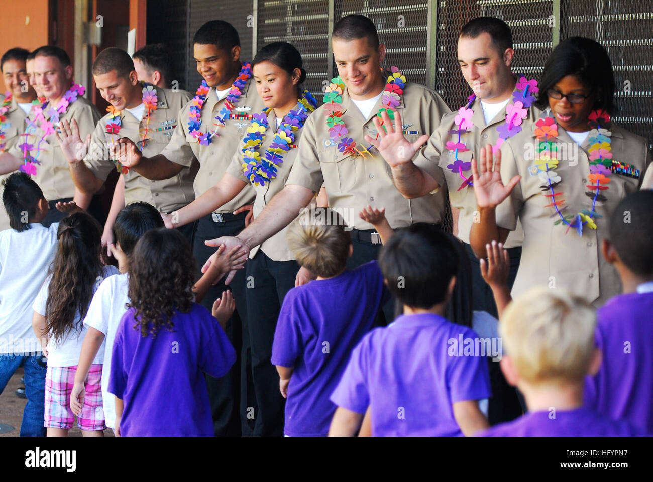 School Children Hickam Elementary School High Resolution Stock