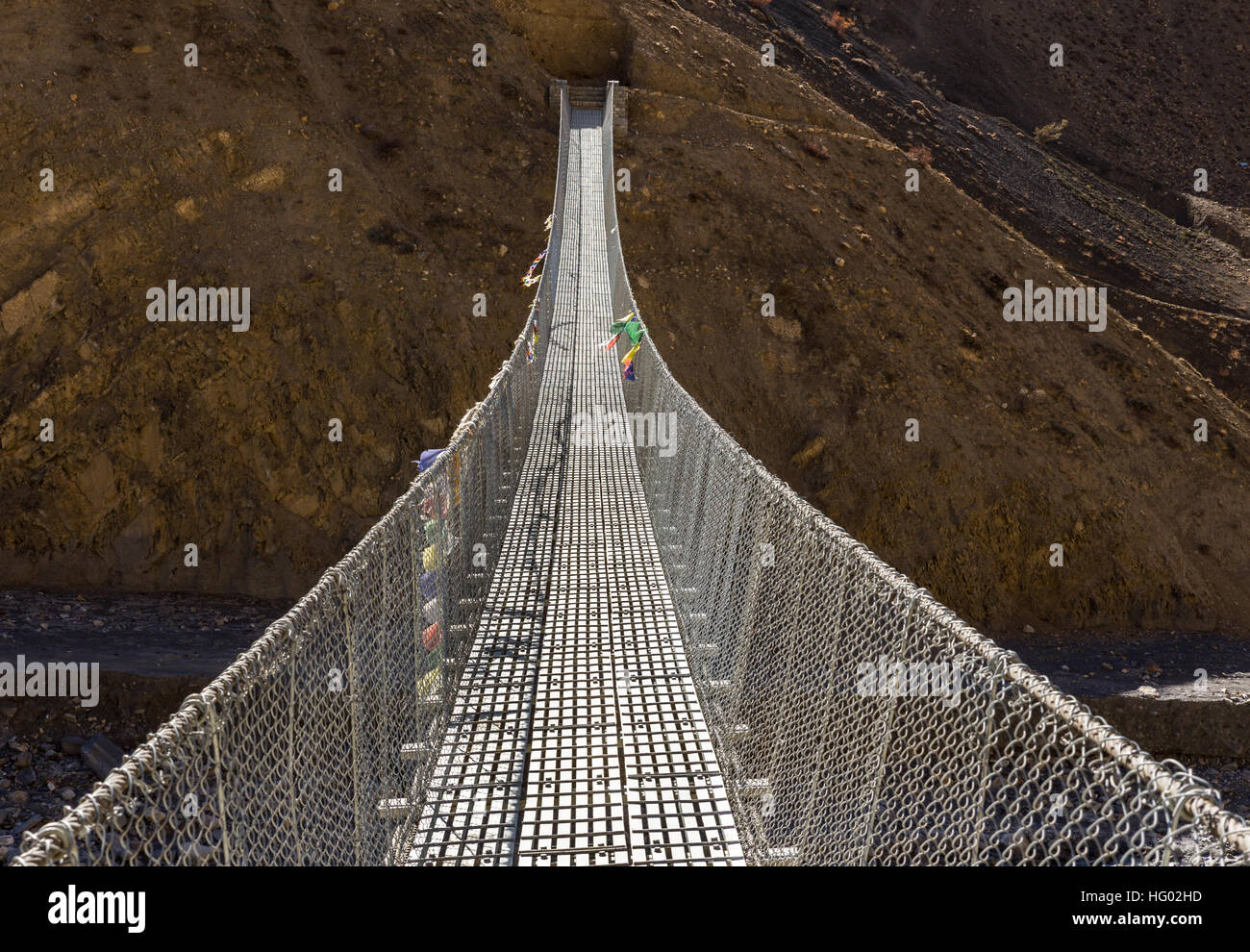 suspension bridge Himalayas Nepal Stock Photo - Alamy
