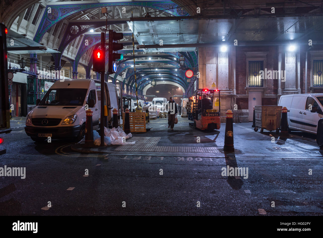 Early morning at Smithfield meat market, London, England, December 2016 Stock Photo