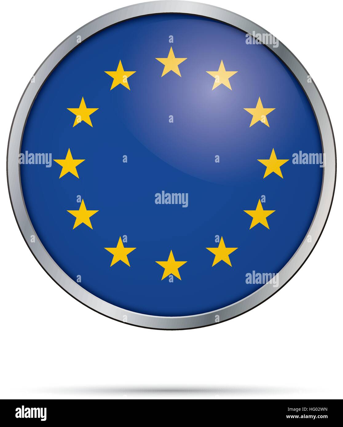 Vector European Flag Button. European Union flag in round glass button