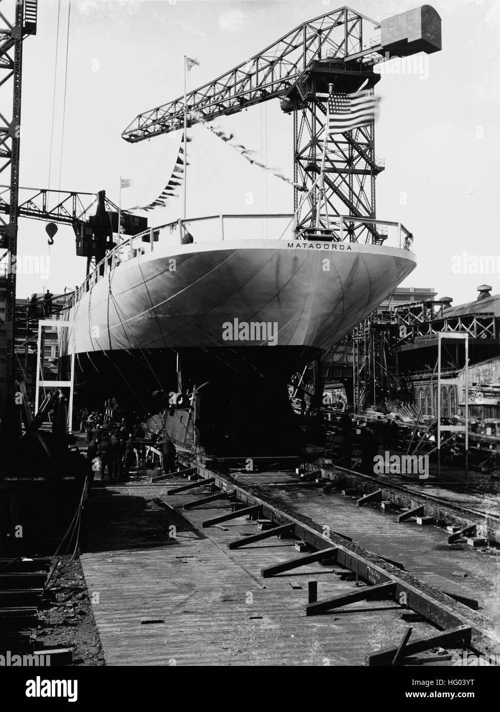 USS Matagorda before launching, 18 March 1941 Stock Photo Alamy