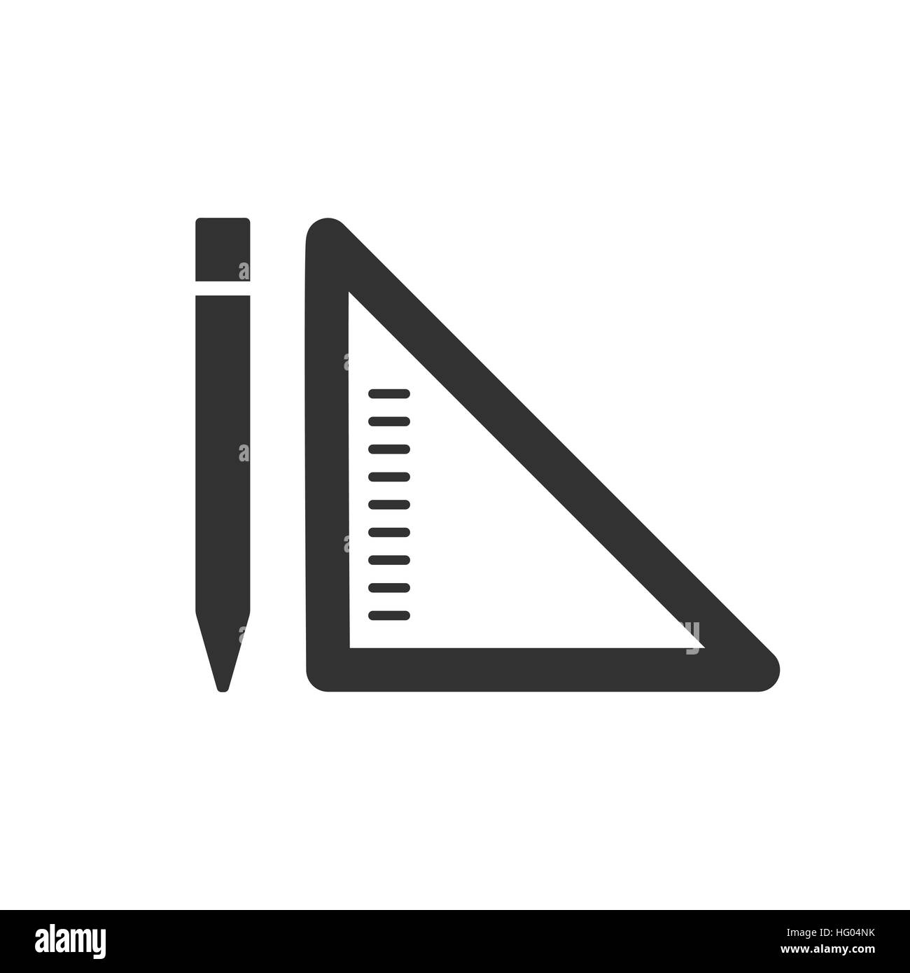 Pencil and ruler linear flat icon on white background Stock Vector ...