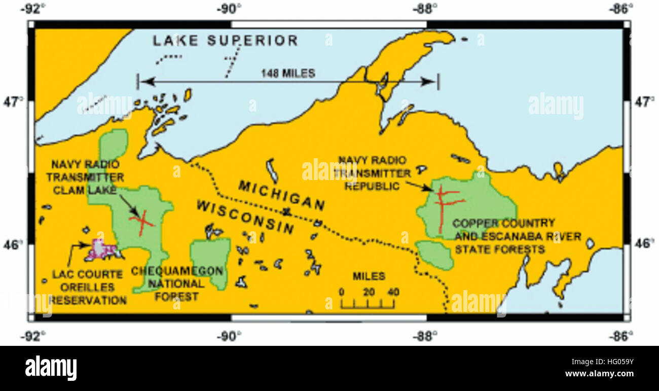US Navy ELF transmitter map Stock Photo Alamy