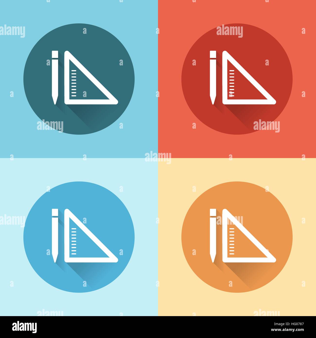 Pencil and ruler linear flat icon on color background Stock Vector ...