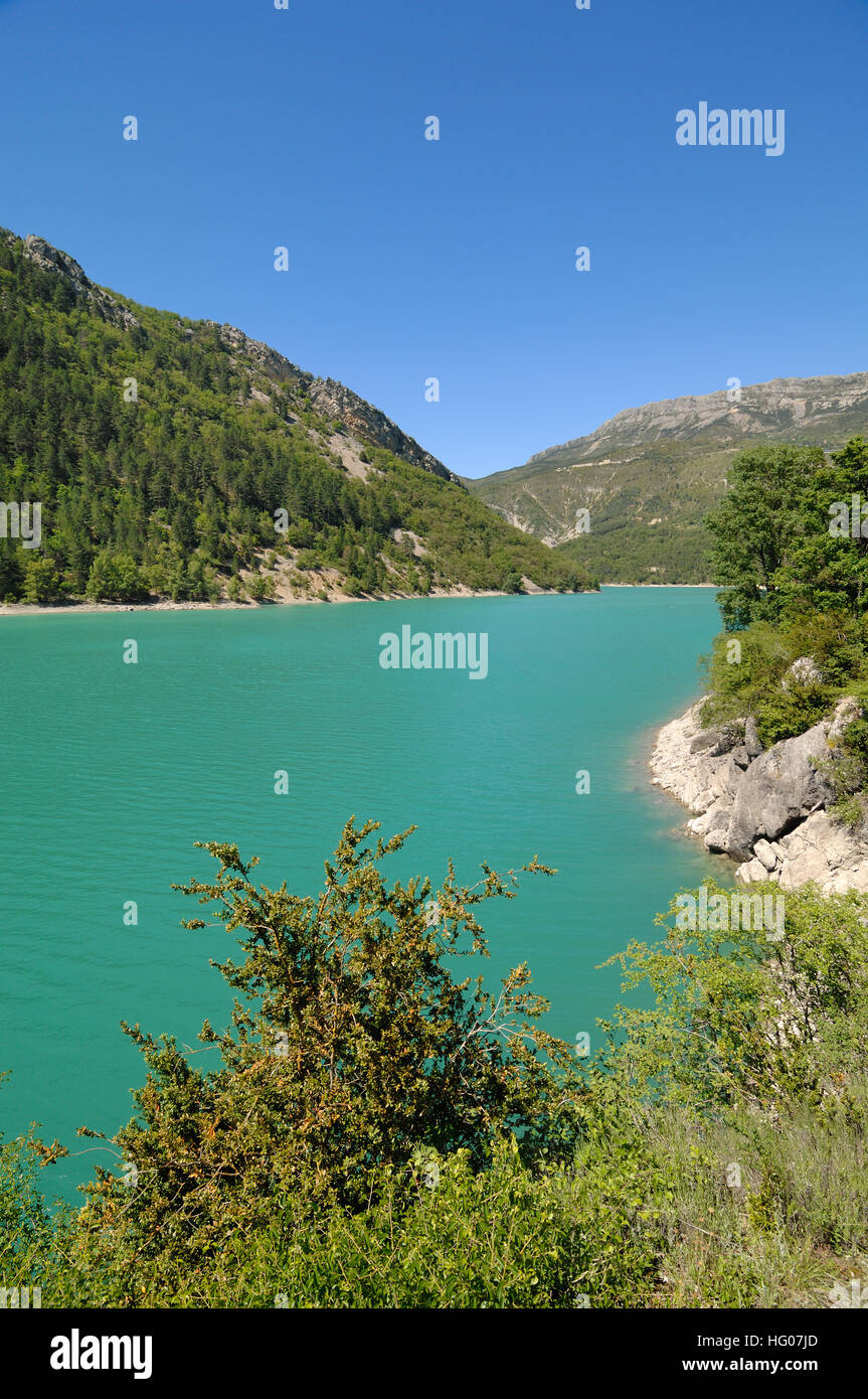 Chaudanne Lake in the Verdon Gorge or Valley near Castellane Alpes-de-Haute-Provence Provence France Stock Photo