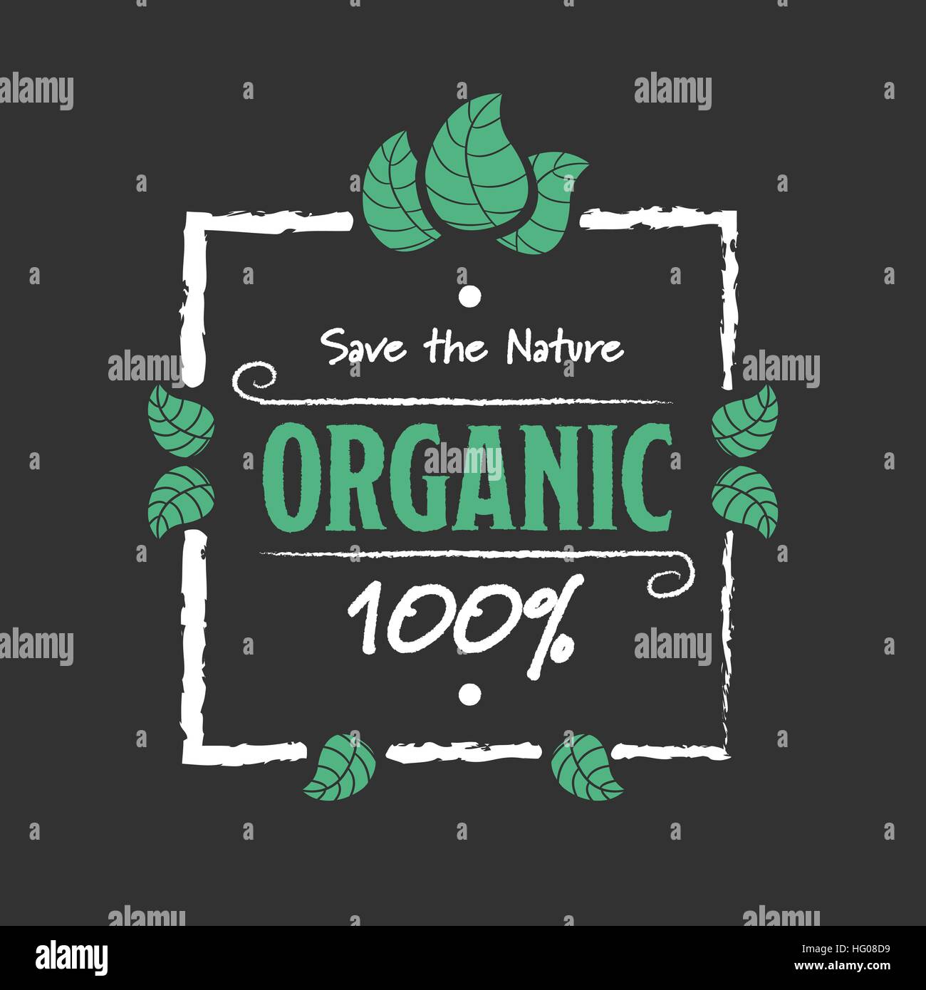 Organic food icon with leafs on black background Stock Vector Image ...