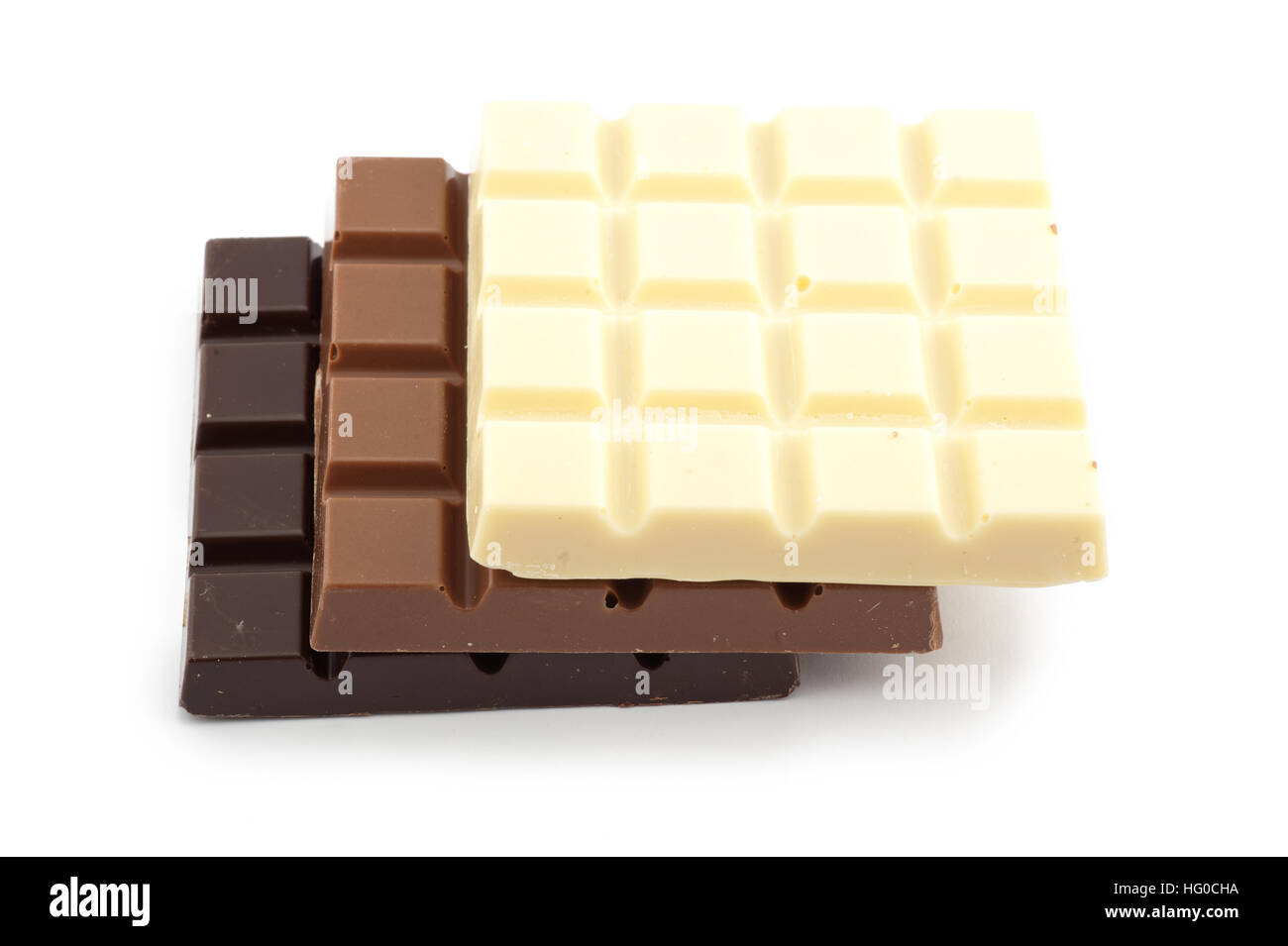milk  dark and white chocolate bars Stock Photo