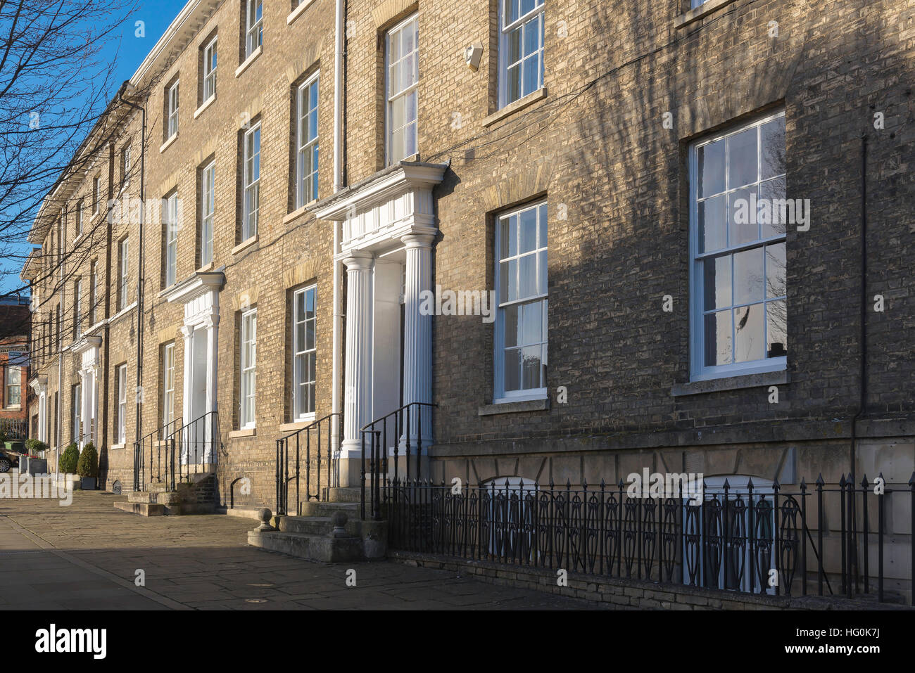terrace houses, view of a row of town houses sited on