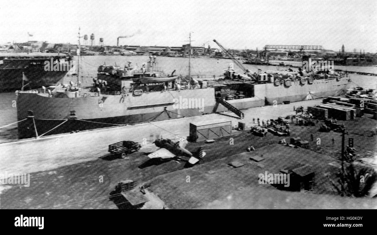 USS Kitty Hawk (APV-1) at Pearl Harbor in 1942 Stock Photo