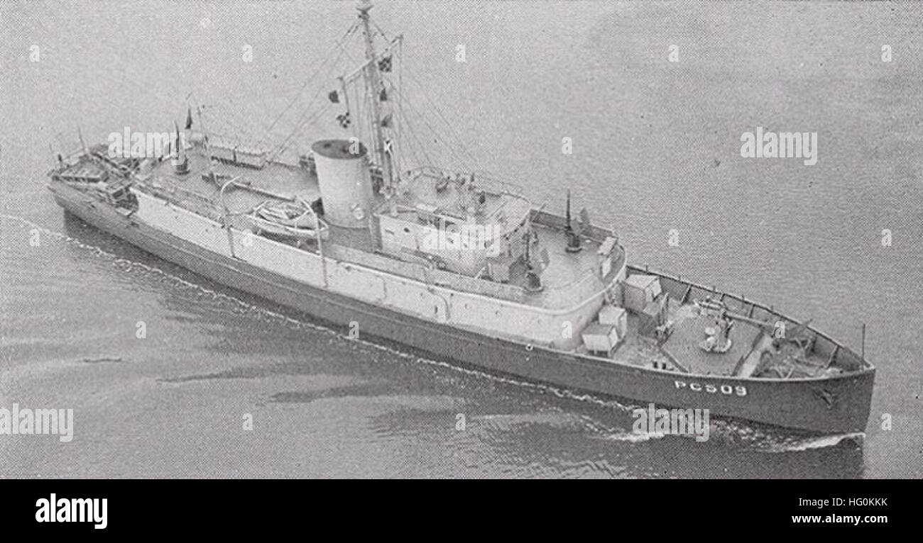 Sub Chaser USS PC‑509, a submarine chaser, is depicted showing hull, deck, and ...