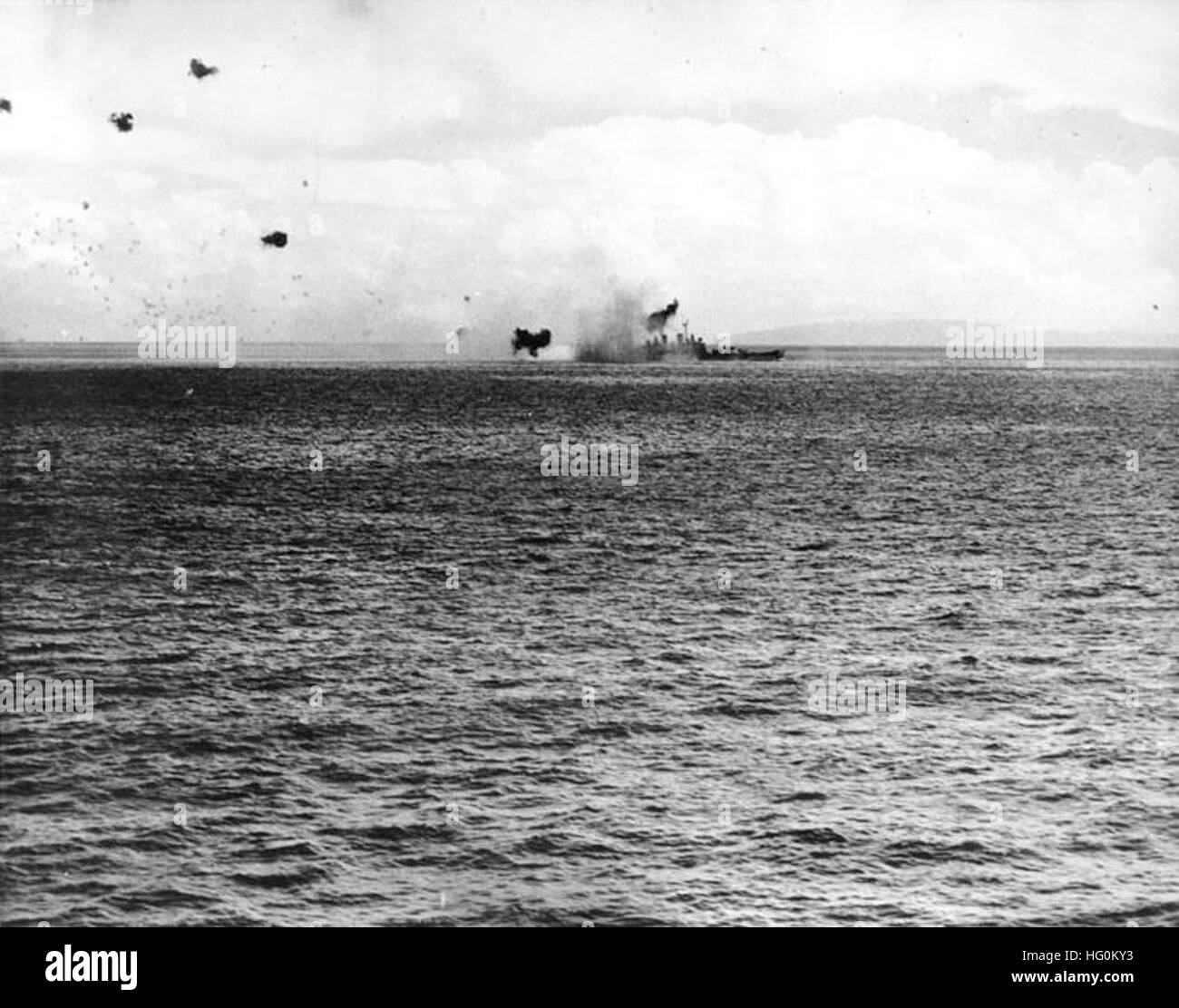 USS St. Louis hit by kamikaze Stock Photo - Alamy