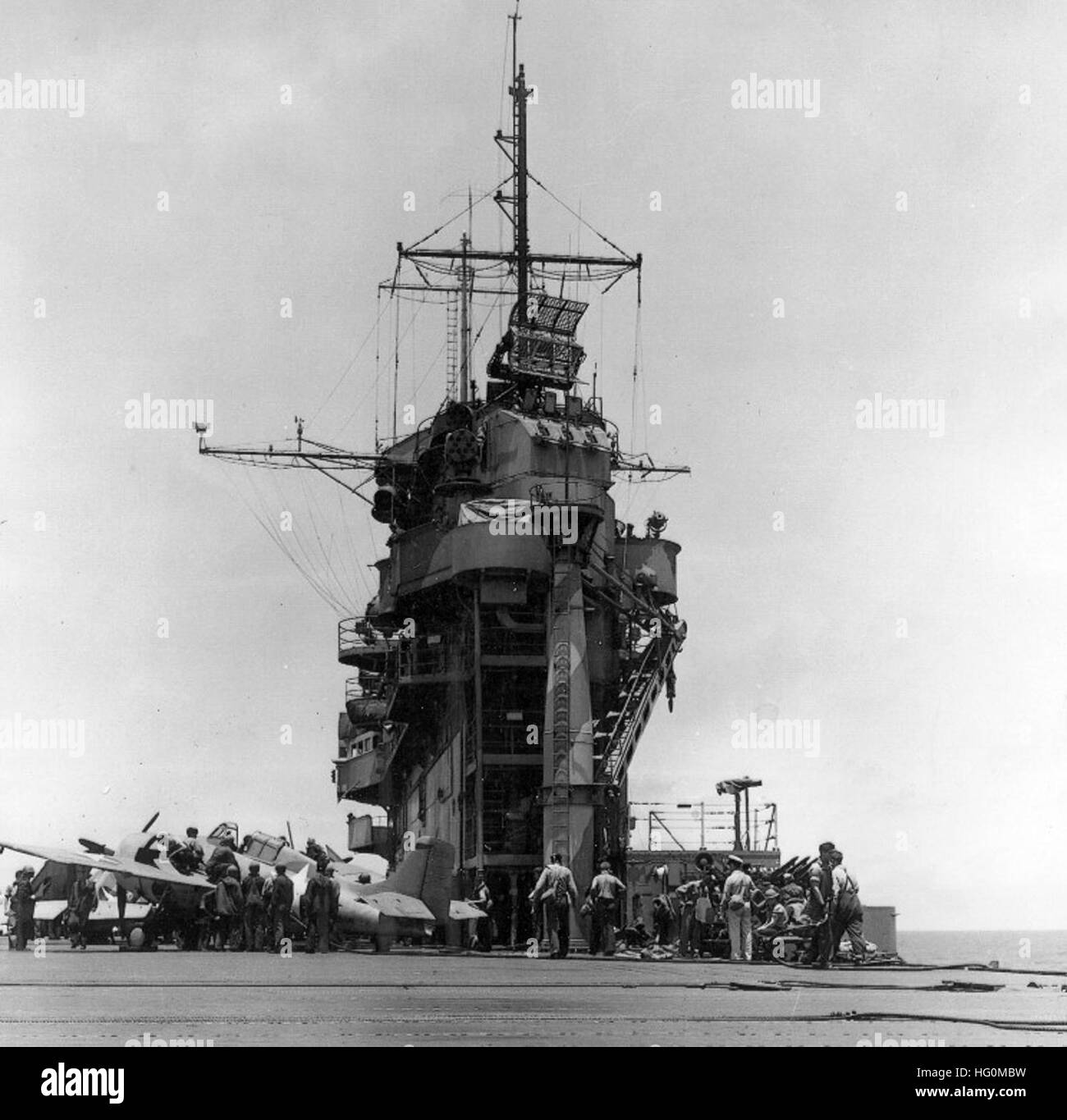 USS Hornet CV-8 island aft 1942 Stock Photo - Alamy