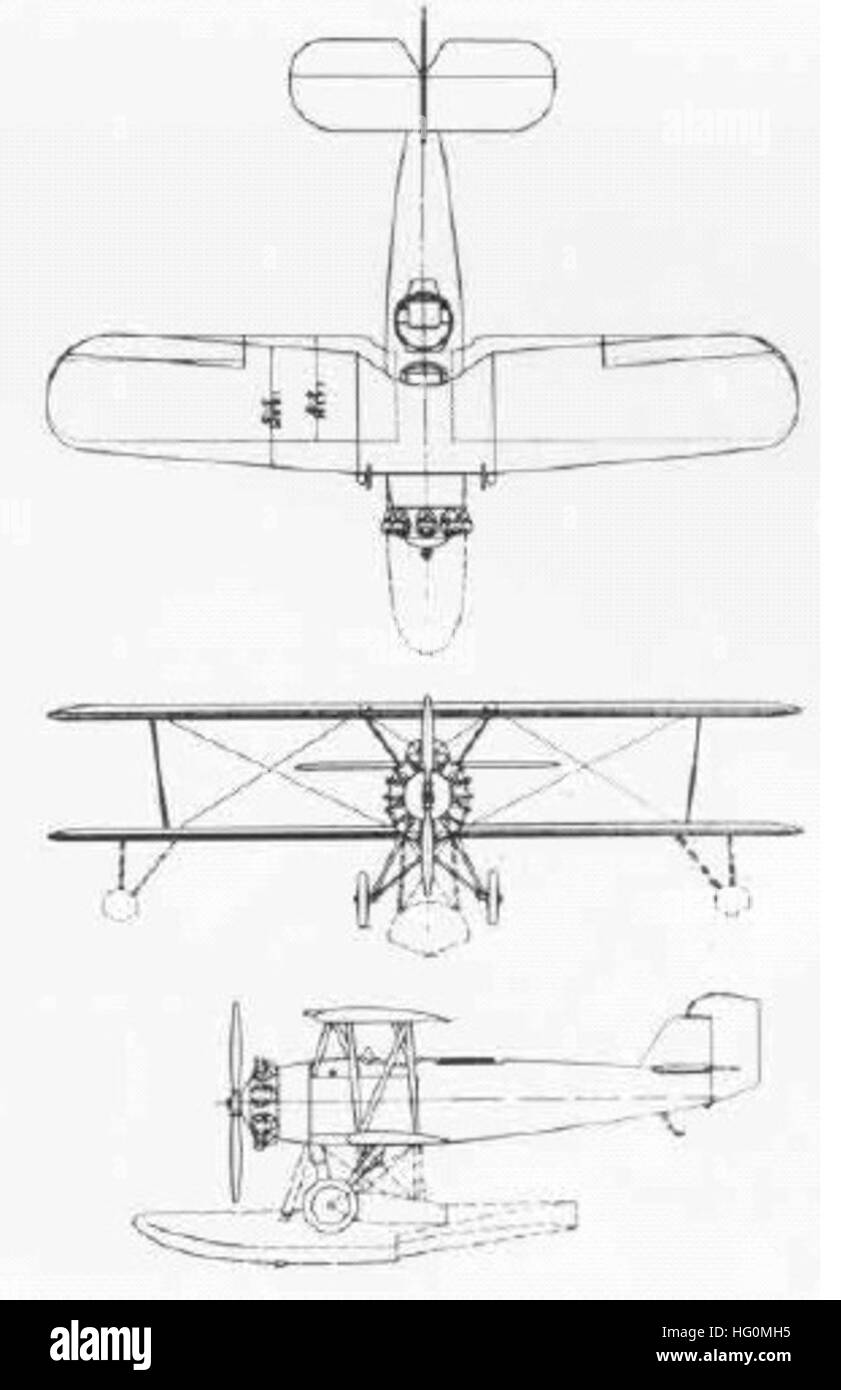 Drawing of the Vought O2U‑1 — a scout and observation biplane developed ...