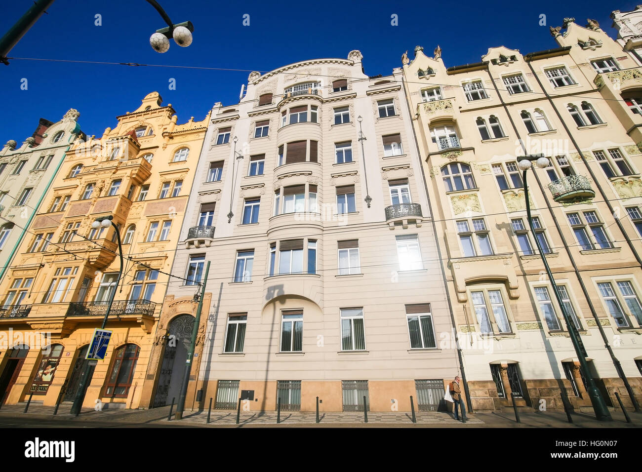 Typical architecture of Nove Mesto or New Town in Prague, Czech Republic Stock Photo