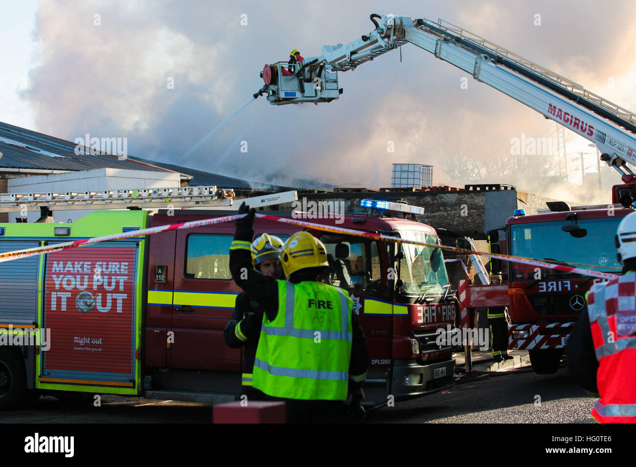 Warehouse fire in Tottenham, North London, UK. 2nd Jan 2017. Tottenham ...