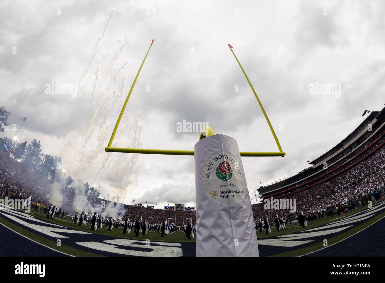 January 2, 2017 California, USA Fireworks before the Rose Bowl Game