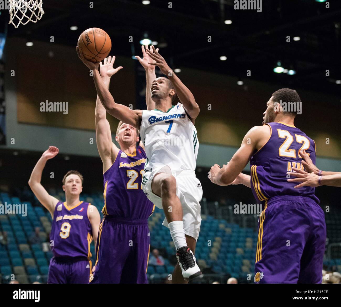 Reno, Nevada, USA. 3rd Jan, 2017. Reno Bighorn Guard RENALDO MAJOR (7) flies to the hoop against