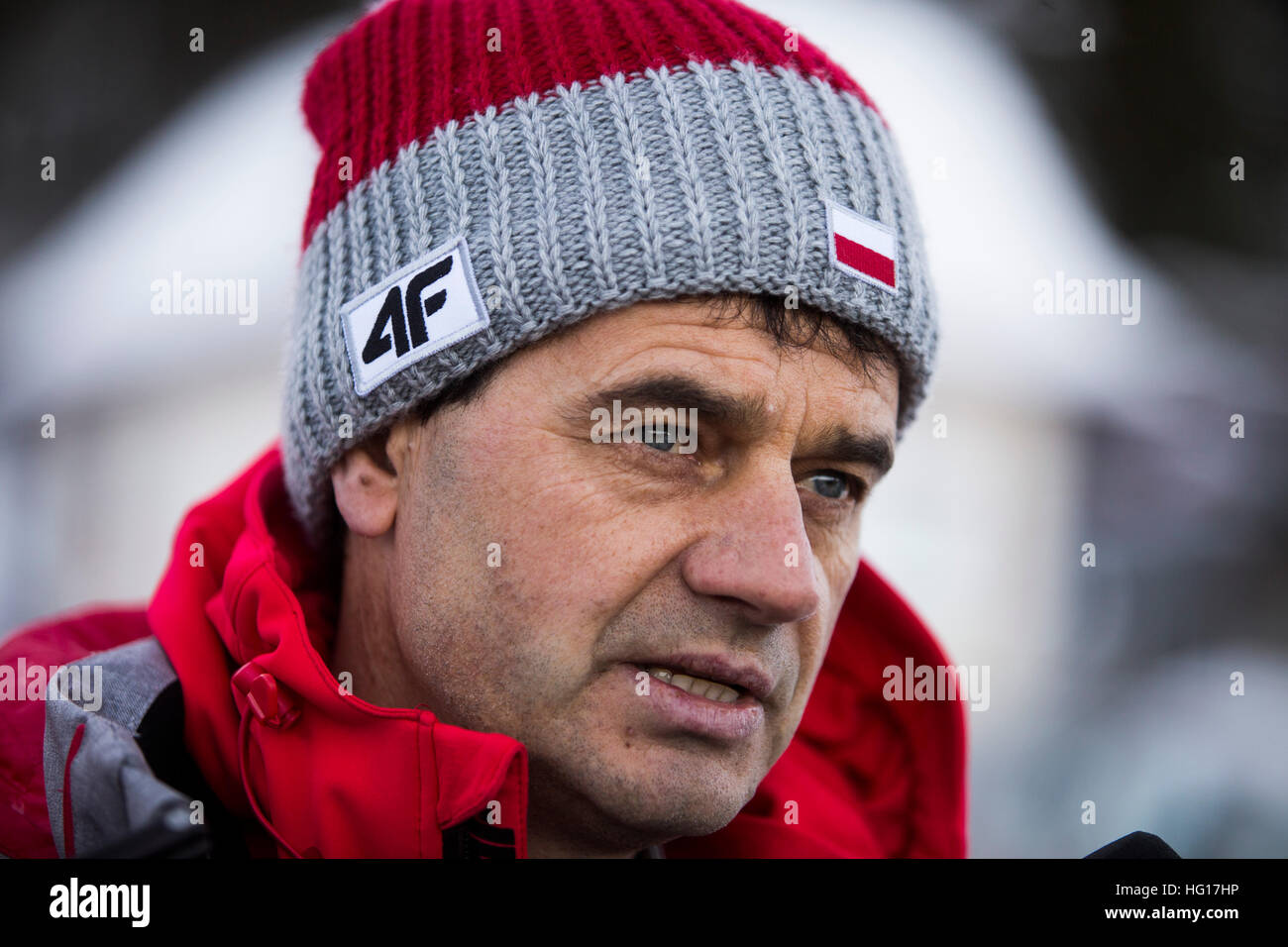 Stefan Horngacher, Polish Ski Jumping Team's coach on December 22, 2016 in Zakopane, Poland. Stock Photo